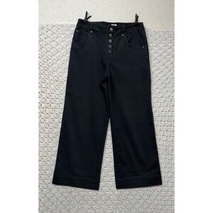 Gap Wide Leg Crop Jeans Women Sz 4 Black Denim. High Rise Button Fly W28 L25